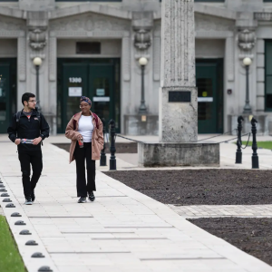 Students walking on campus
