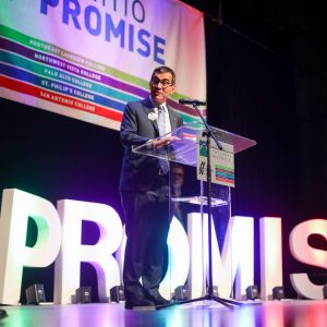 Mike Flores announcing Alamo Promise